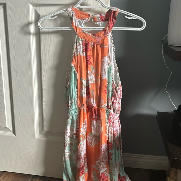 Orange and blue floral dress - Picture 1 of 3